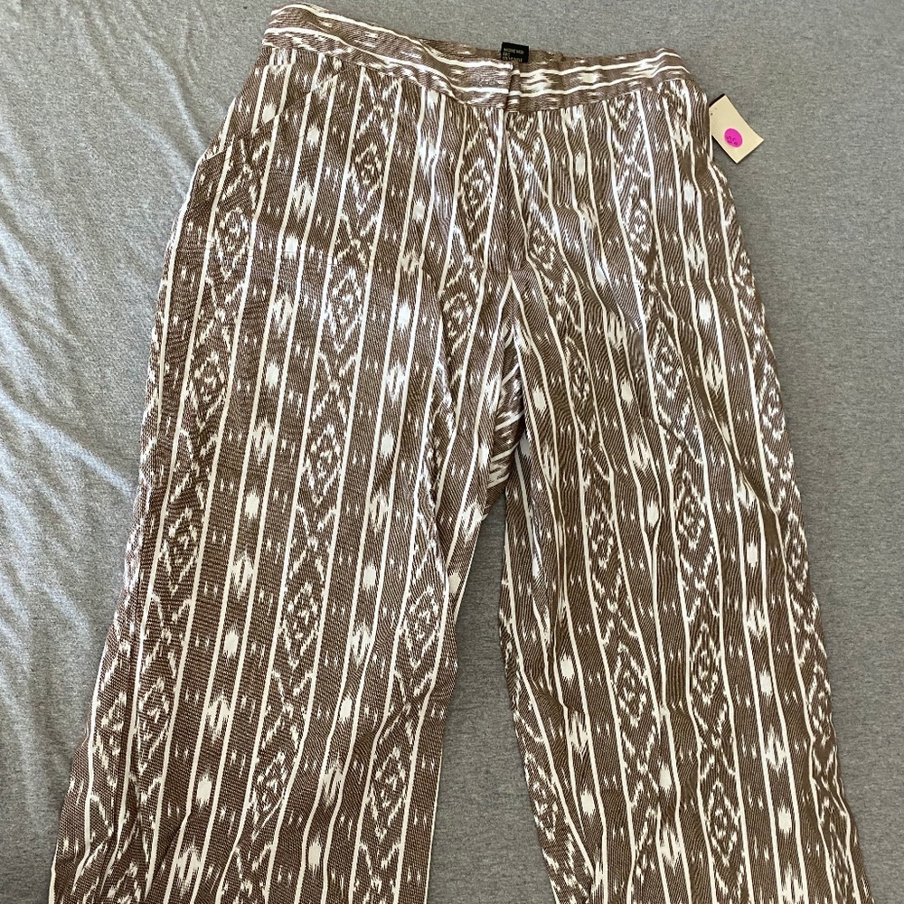 NEW WITH TAGS! PETITE SIZE PXL SARAH STUDIO WOMEN'S BROWN WHITE PANTS LOT2507